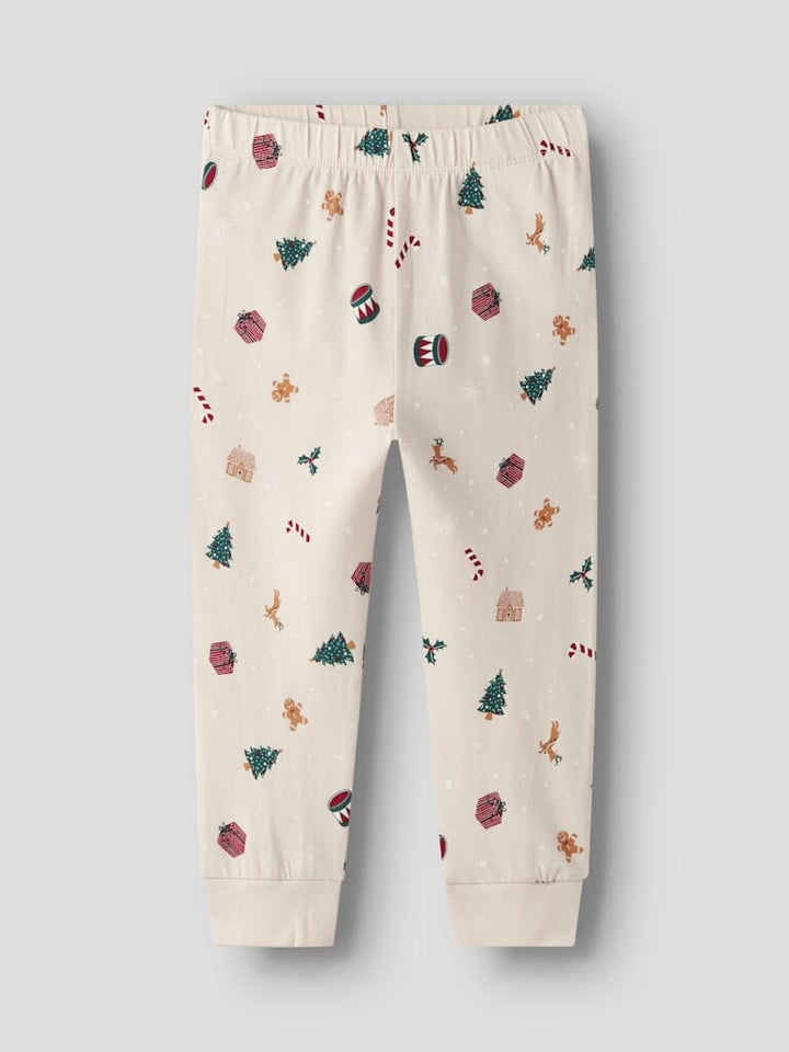 Name It - Nmnvismas Ls Nightset - 4918965 Whitecap Gray Xmas Aop Nattøj