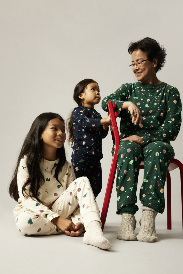 Name It - Nmnvismas Ls Nightset - 4918965 Whitecap Gray Xmas Aop Nattøj