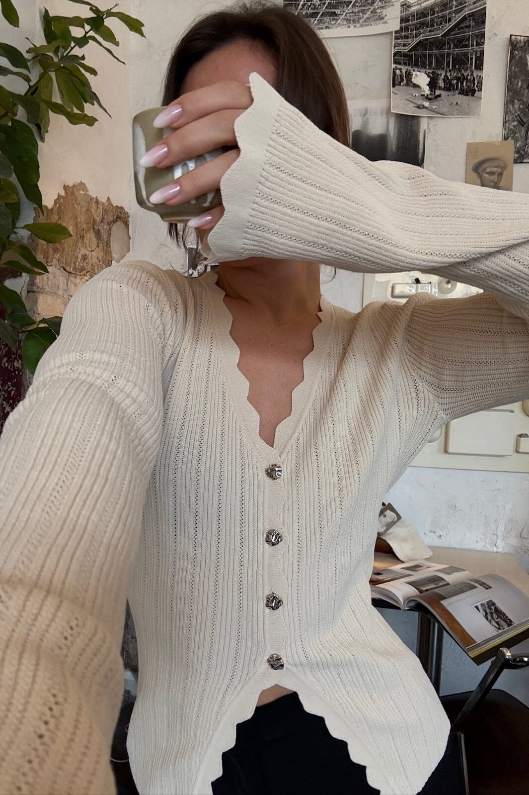 Neo Noir - Clara Stitch Knit Blouse 164484 - 213 - Sand Bluser
