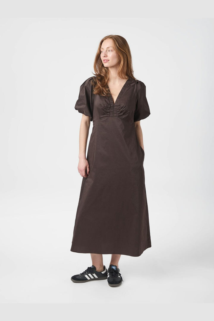 Neo Noir - Illana Poplin Dress 160660 - 584 - Chocolate Brown