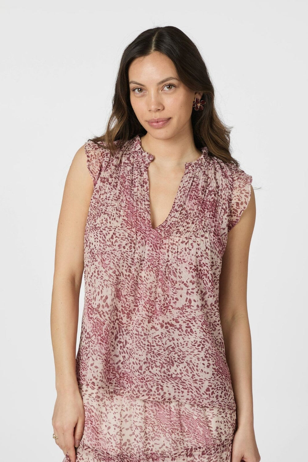 Neo Noir - Izar Blur Graphic Top 166059 - 823 - Evening Rose