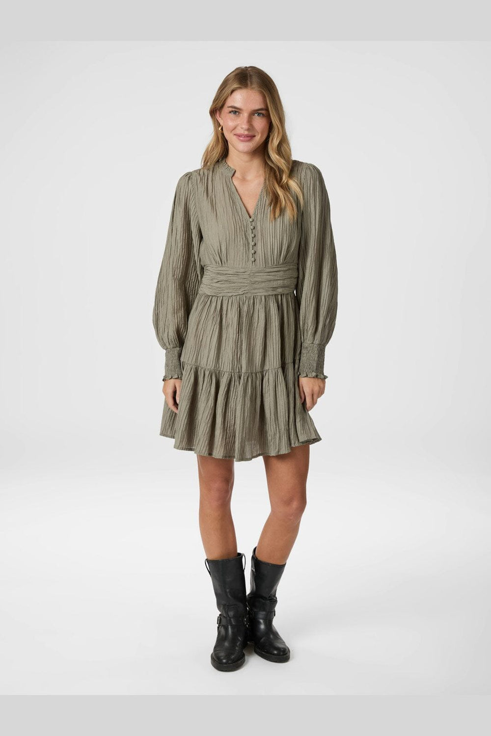 Neo Noir - Malti Crepe Dress 166037 - 627 - Smoke Green