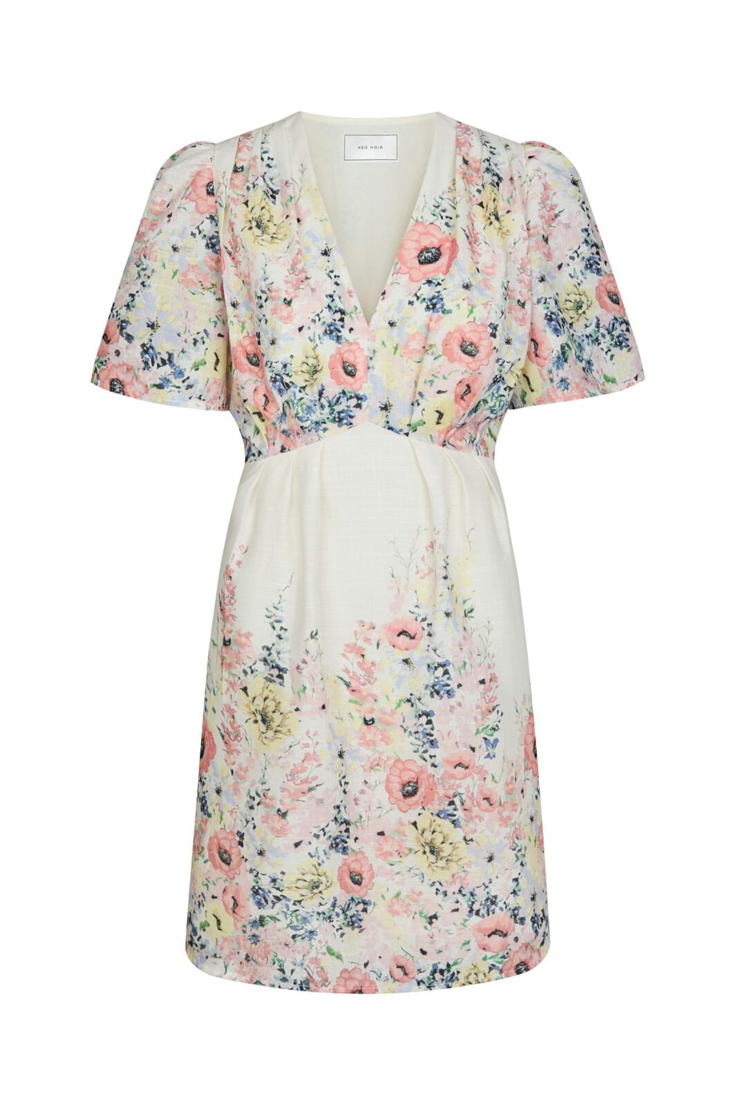 Neo Noir - Shena Flower Print Dress 166451 - 122 - Creme