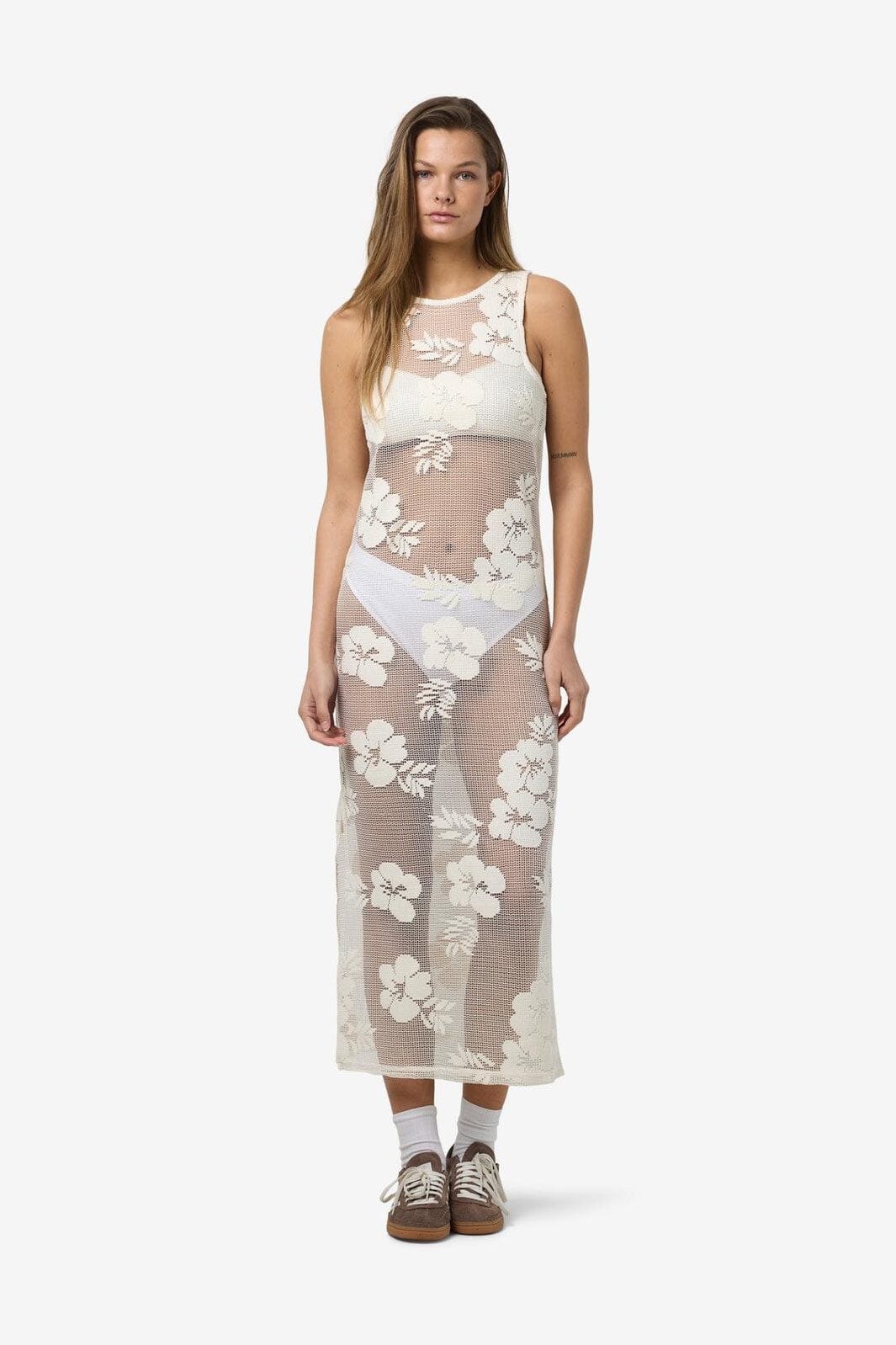 Noisy May - Nmklea S/L Long Flower Lace Slit Dress - 4821924 Birch