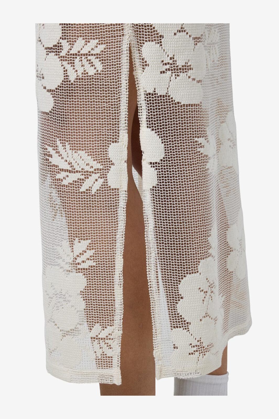 Noisy May - Nmklea S/L Long Flower Lace Slit Dress - 4821924 Birch