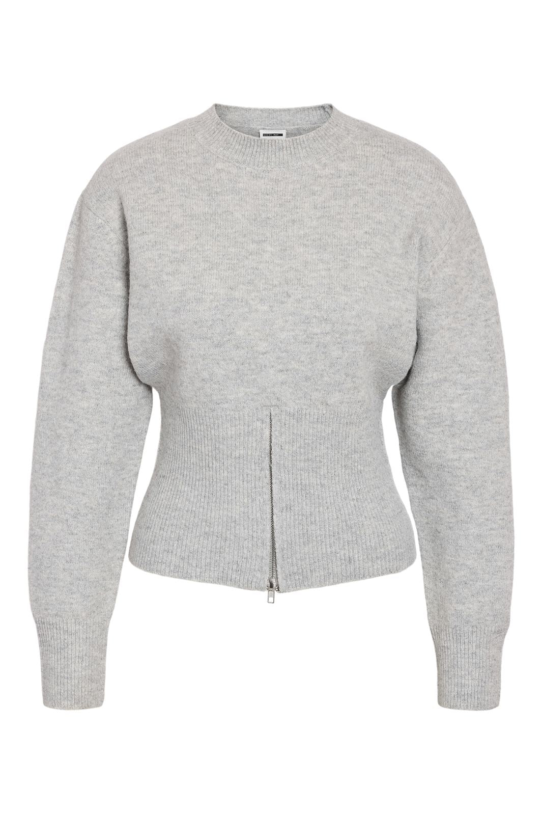 Noisy May - Nmsloan L/S O-Neck Zip Knit Fwd - 4854841 Light Grey Melange
