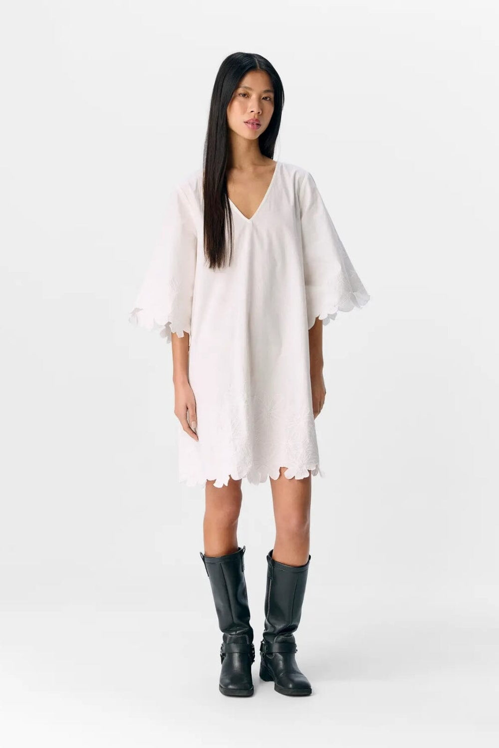 Object - Objkamma 3/4 Lo Short Dress Ss Fair 25 - 4881814 Cloud Dancer