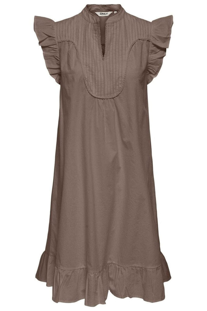 Only - Onladda S/L V-Neck Dress - 4957286 Brown Lentil Kjoler