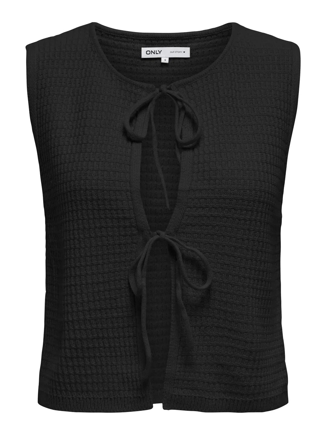 Only - Onlbirtie Sl Tie V-Neck Vest Cc Knt - 4853186 Black Frakker