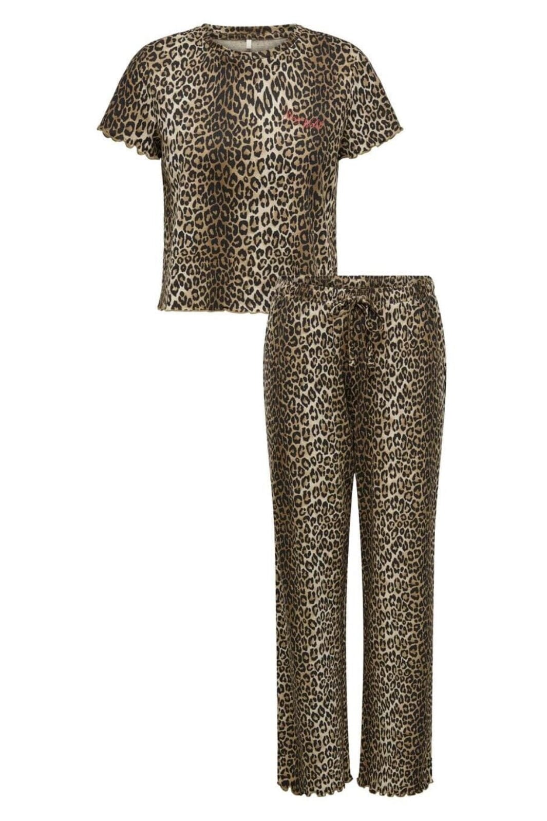 Only - Onlblanca S/S Nightwear Set Acc - 4705467 Toasted Coconut Cool Leo Nattøj