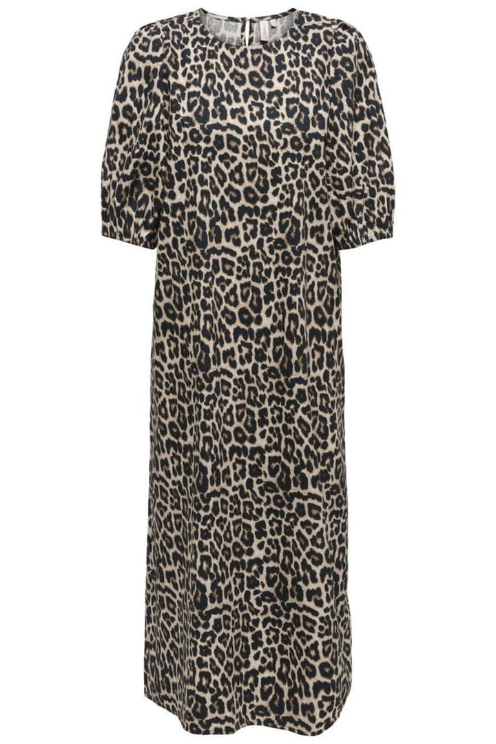 Only - Onlclara S/S Puff Sleeve Midi Dress - 4944973 Black Leo Kjoler