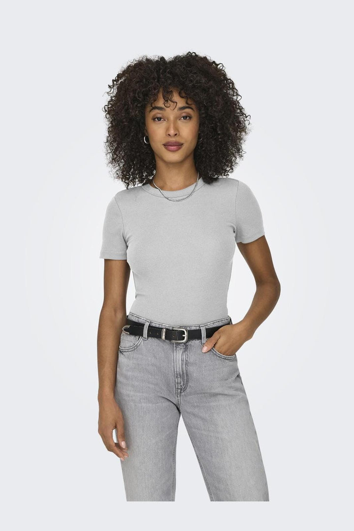 Only - Onleasy S/S O-Neck Top Box - 4696684 Light Grey Melange