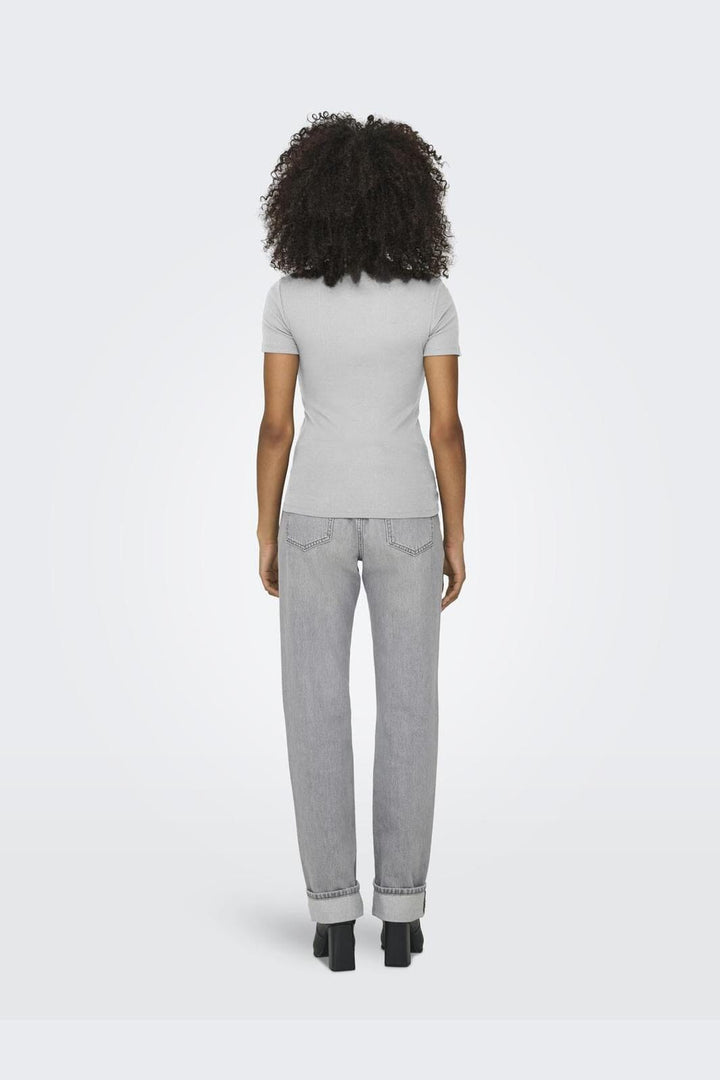 Only - Onleasy S/S O-Neck Top Box - 4696684 Light Grey Melange