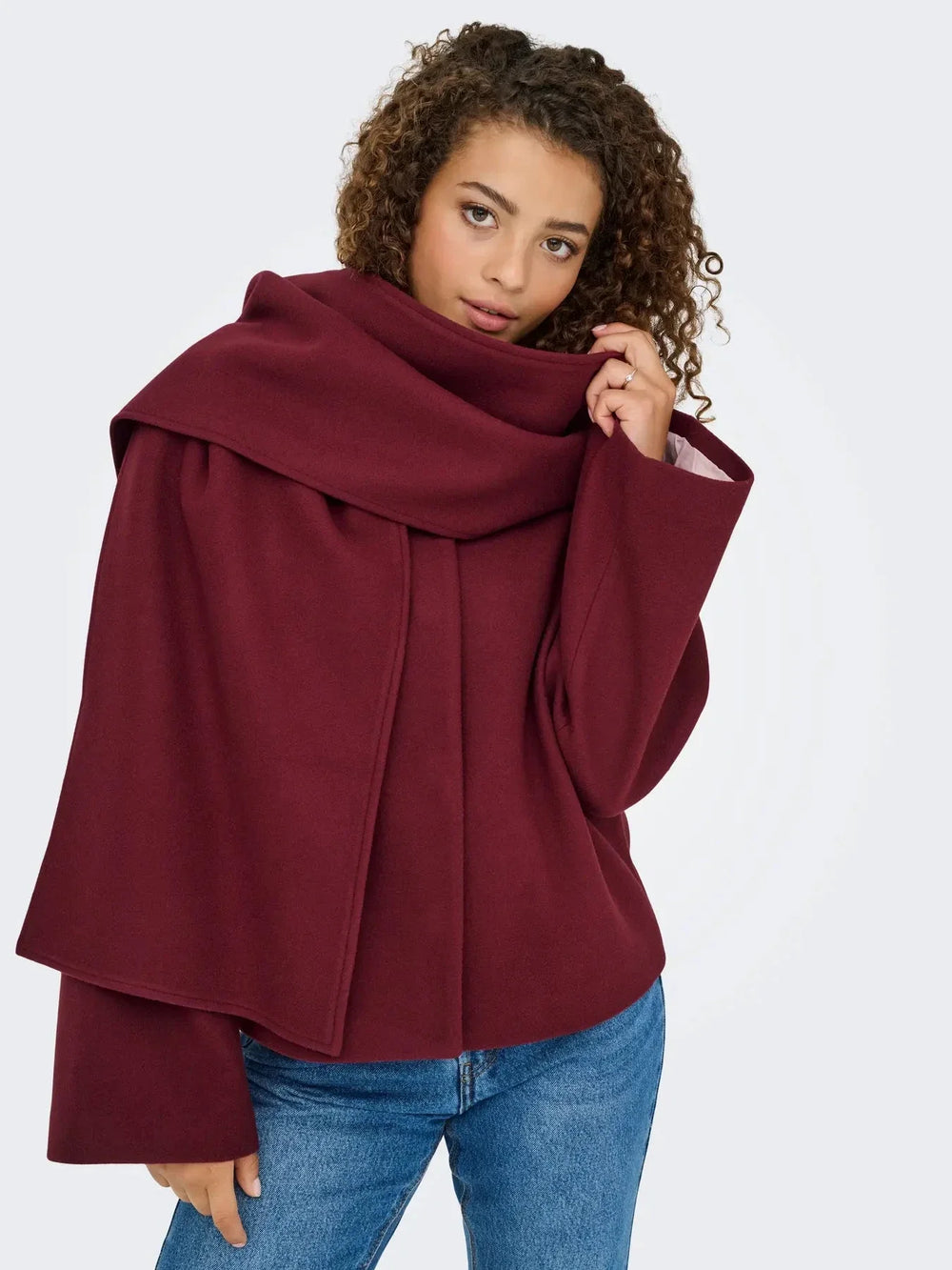 Only - Onlelba Life Scarf Jacket Cc - 4852333 Cabernet W.Rose Lining Frakker