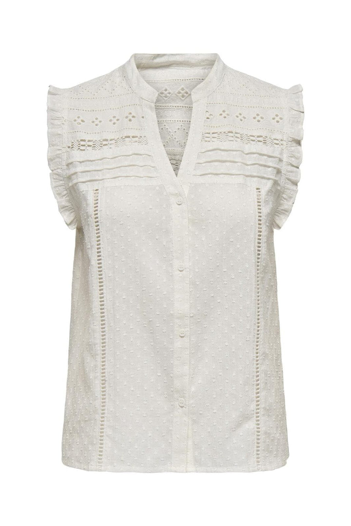 Only - Onlevelyn Sl V-Neck Top Ox - 4925952 Cloud Dancer