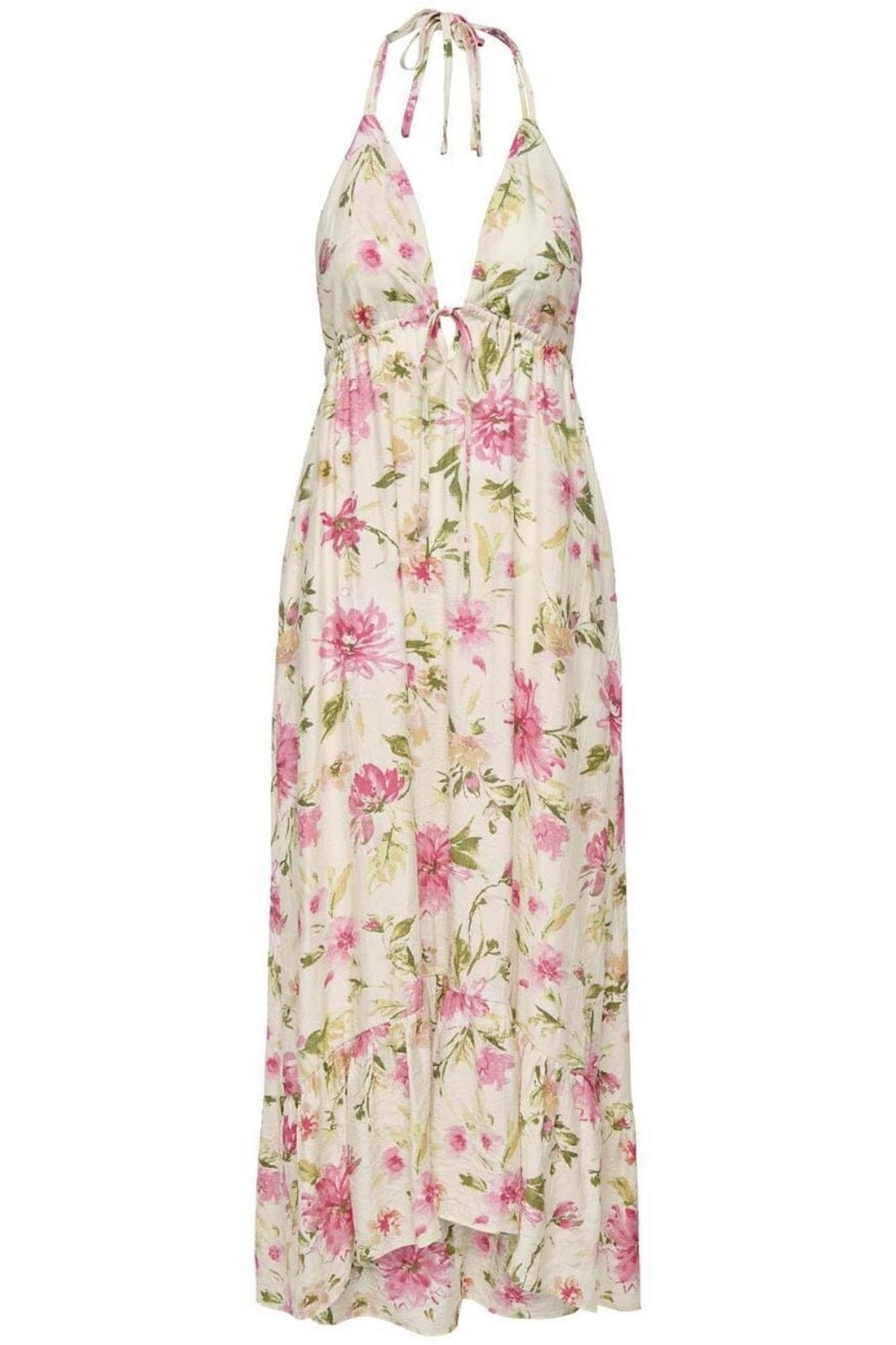 Only - Onlflower Halterneck Dress - 4855518 Cloud Dancer Flower Kjoler