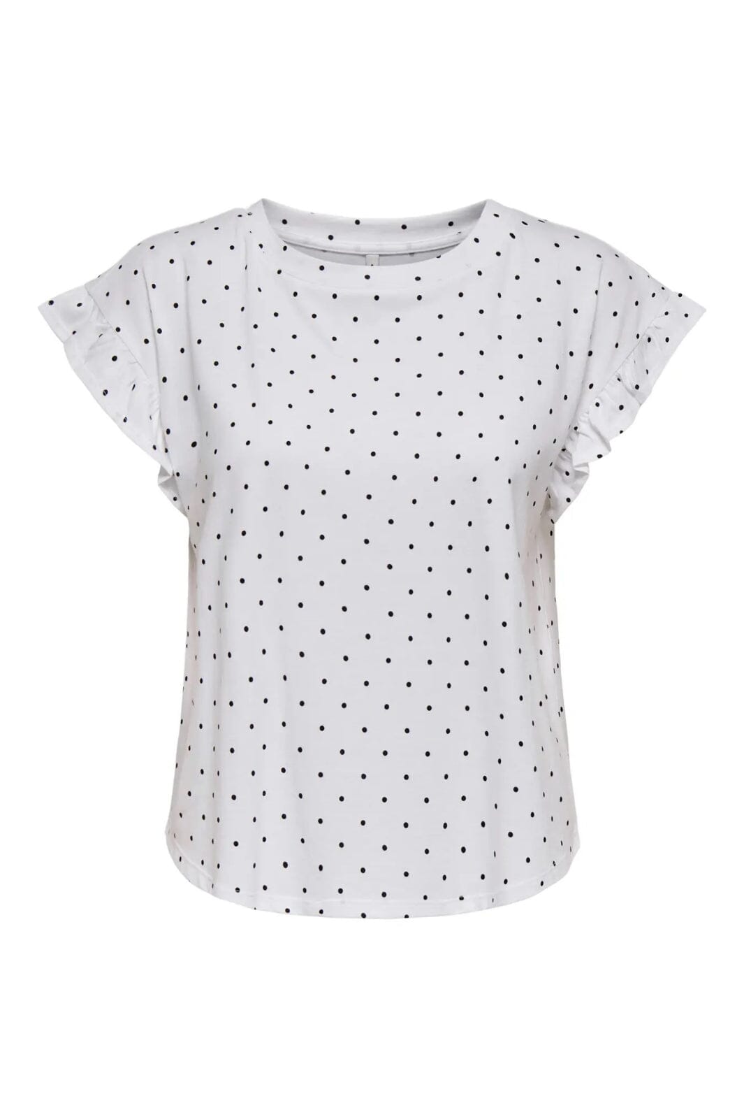 Only - Onlgrape S/S Frill O-Neck Top - 4740066 Bright White Dottie Dots (Black)