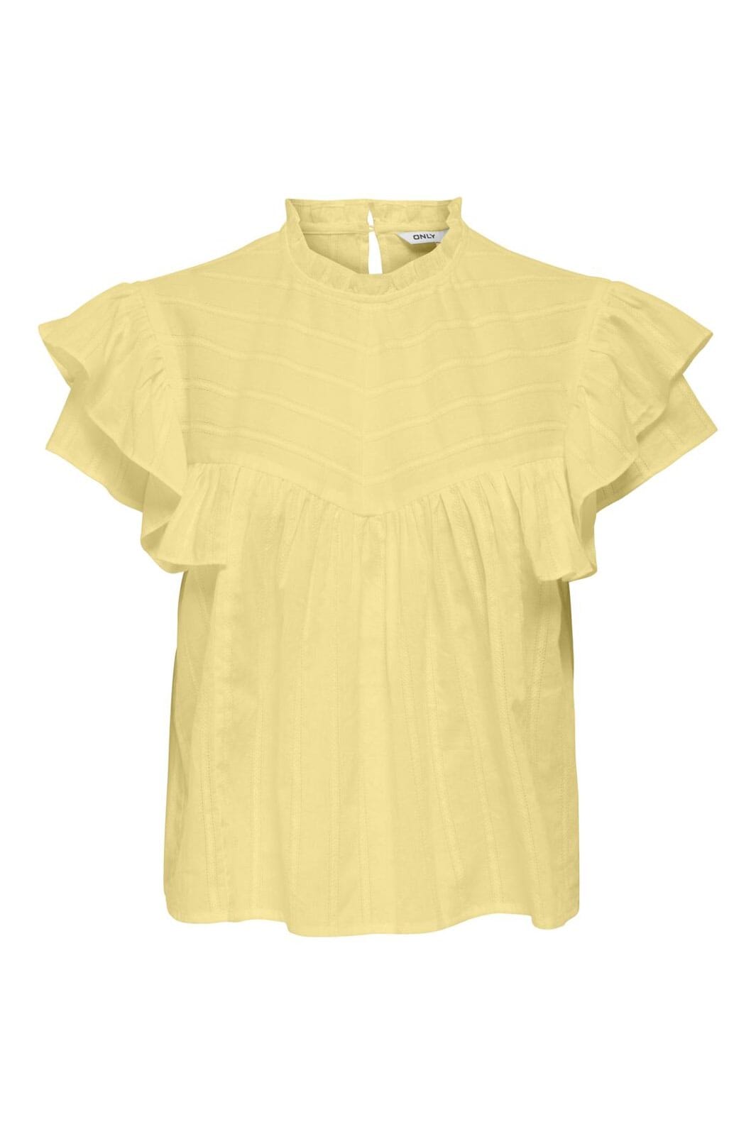 Only - Onlheike S/L Frill O-Neck Top - 4941465 Lemon Meringue
