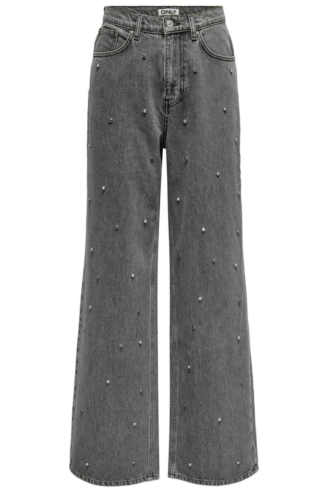 Only - Onlhope Wide Rhinestone Grey - 4740255 Medium Grey Denim Rhinestone Jeans