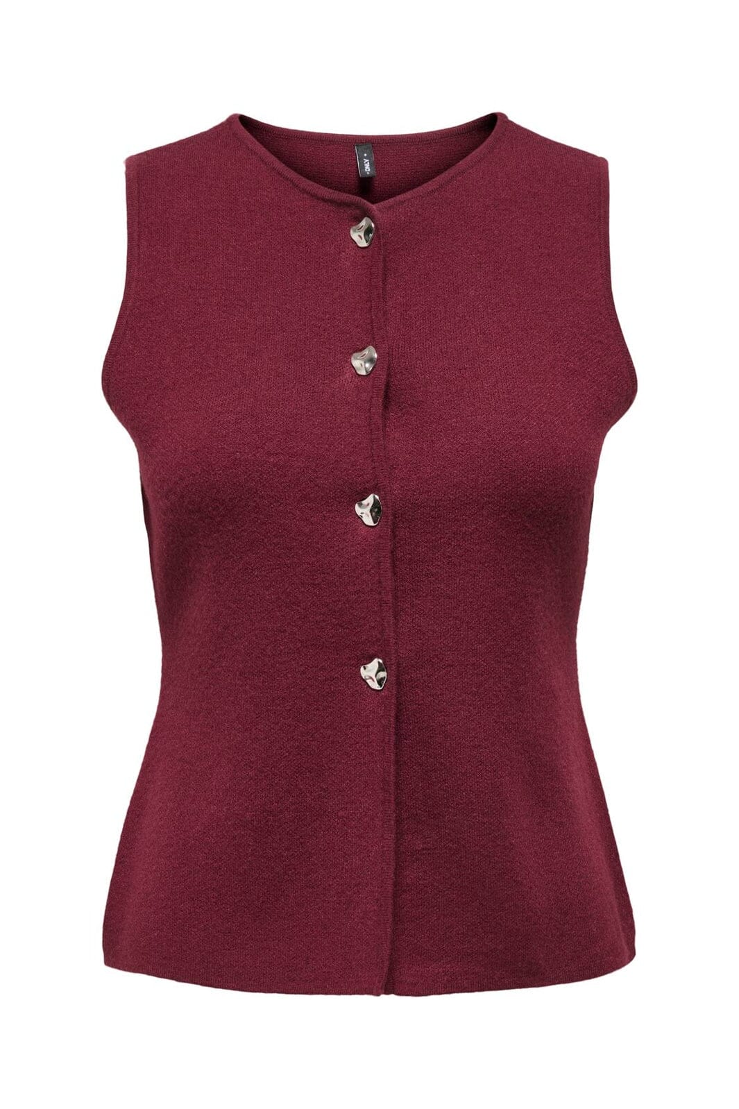 Only - Onlibi Button Sl Vest Cc Knt - 4947078 Zinfandel Silver Button