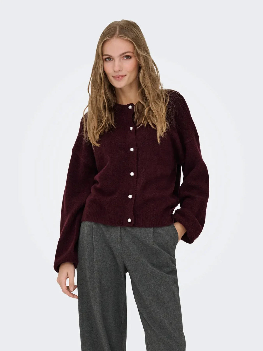 Only - Onlisabella L/S Cardigan Knt - 4902709 Winetasting Melange Cardigans