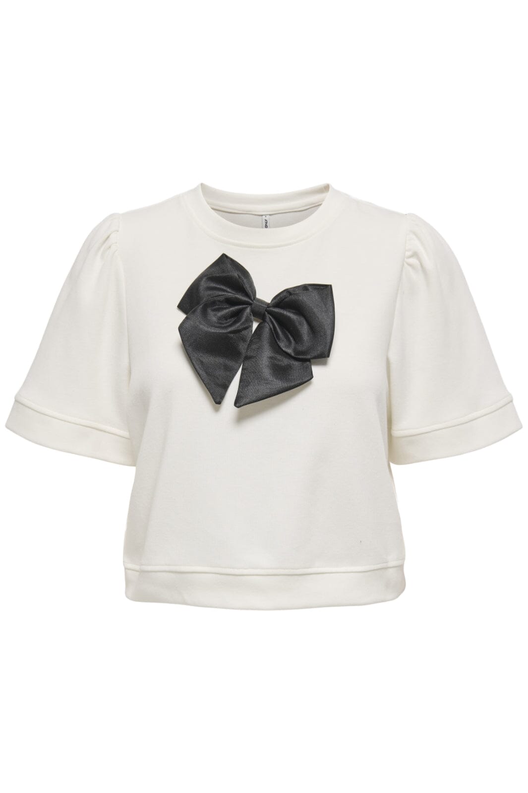 Only - Onljenny S/S O-Neck Bow Box Ub Swt - 4897187 Cloud Dancer Black Bow