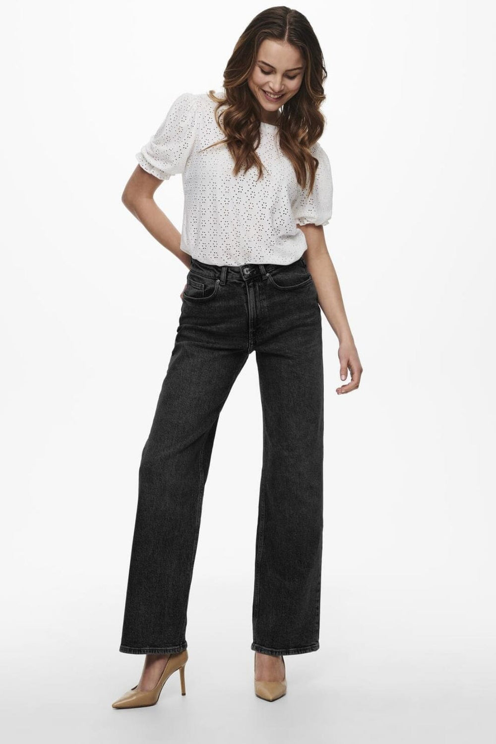 Only - Onljuicy Wide Leg Rea244 - 3860807 Black Denim Nas244 Jeans