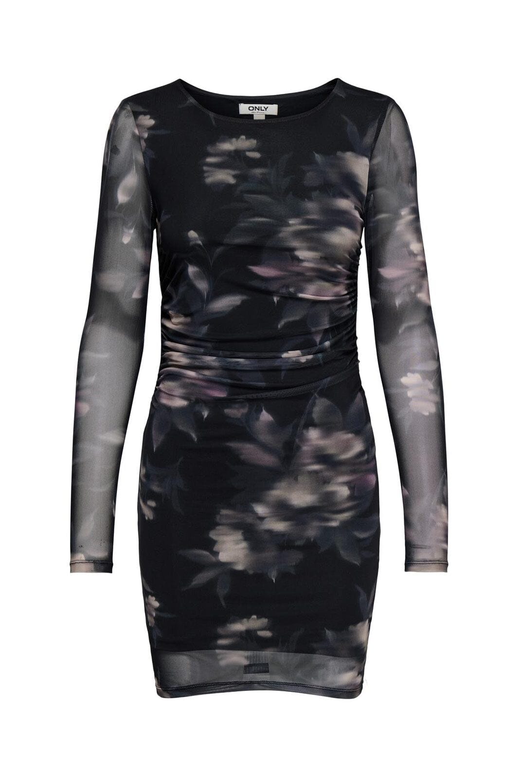 Only - Onlkaya Life Ls Ruching Mesh Dress - 4850580 Twilight Mauve Diffused Floral