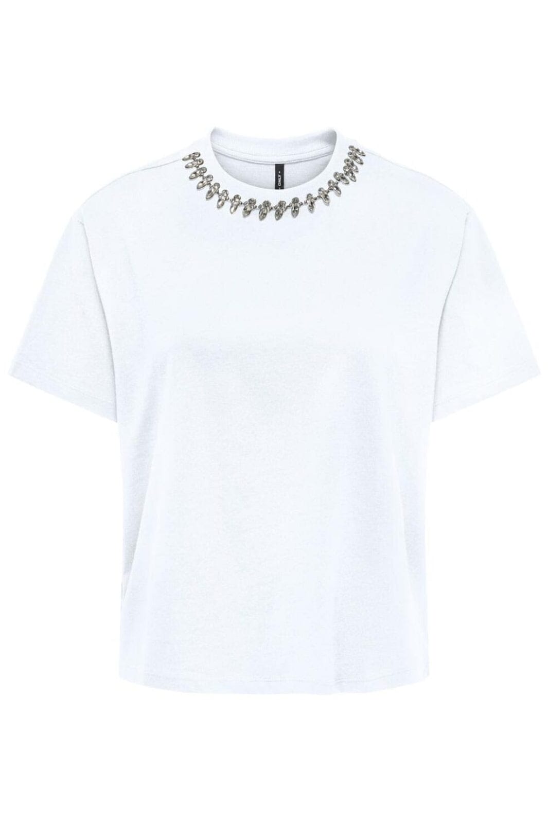 Only - Onlkiara Life S/S O-Neck Top - 4702661 Bright White Rhinestone+Metal Decoband T-shirts