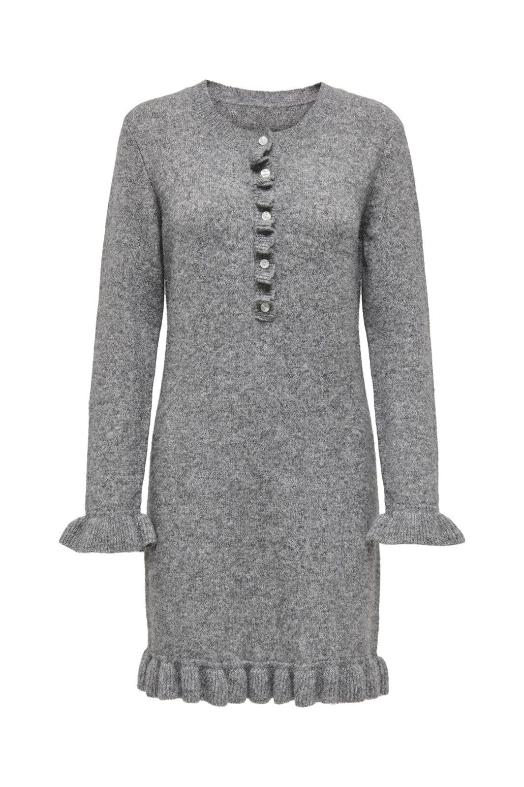 Only - Onlmera Life Ls Frill Dress Knt - 4963439 Medium Grey Melange