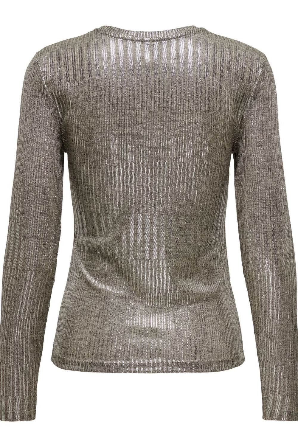 Only - Onlmirinda L/S O-Neck Top - 4602126 Humus Melange + Silver Metallic Bluser