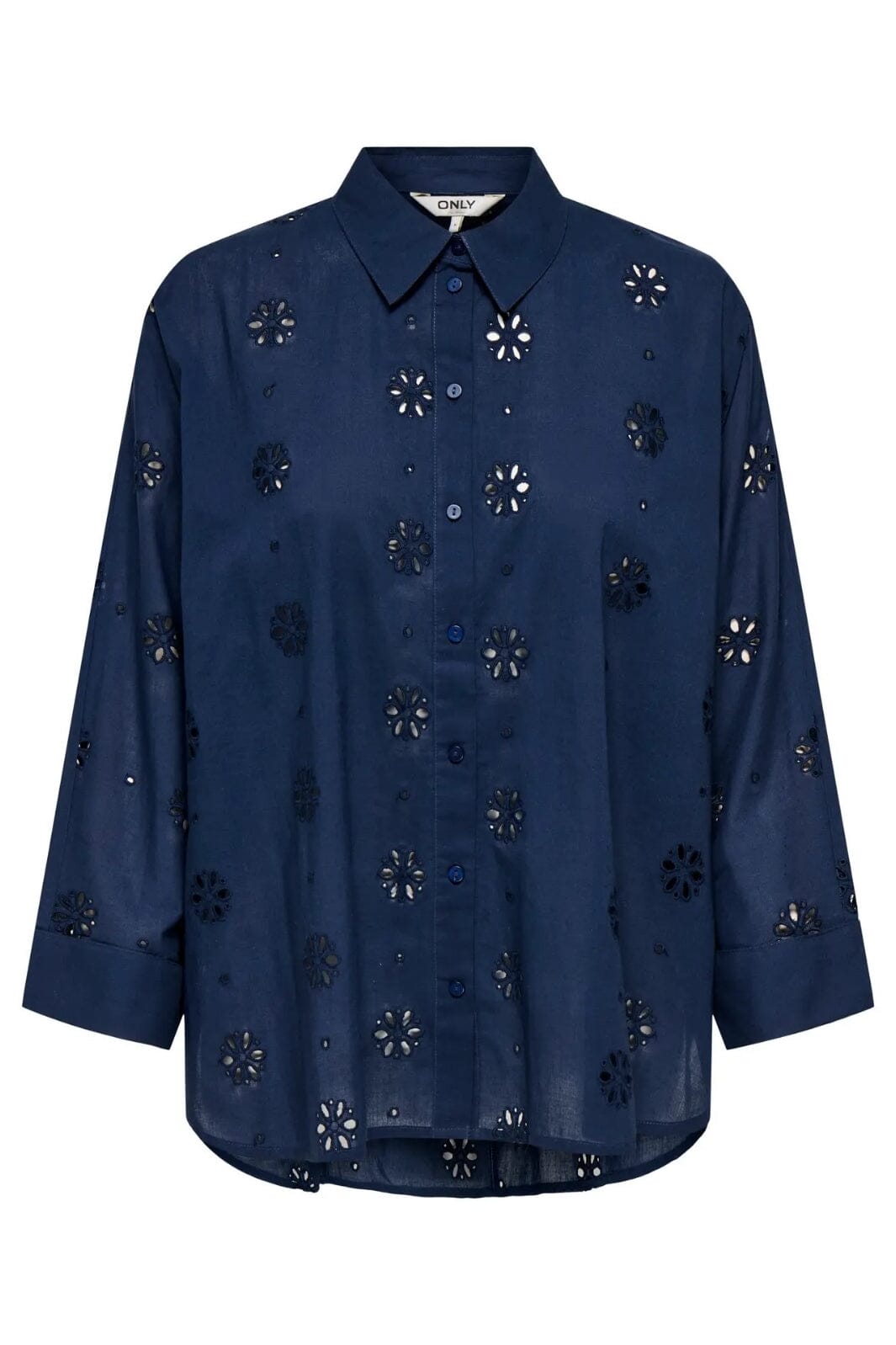 Only - Onlnew Lina Grace Ls Brod Angl Shirt - 4880066 Black Iris