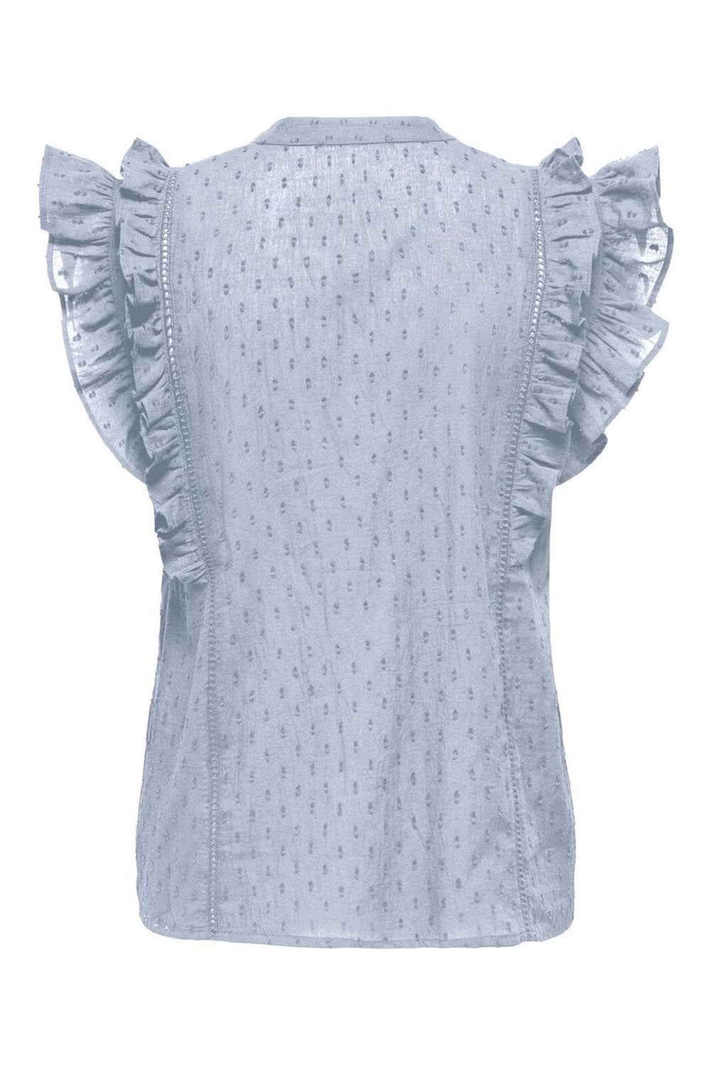 Only - Onlraina S/L V-Neck Ruffle Top Ox - 4925992 Soft Chambray