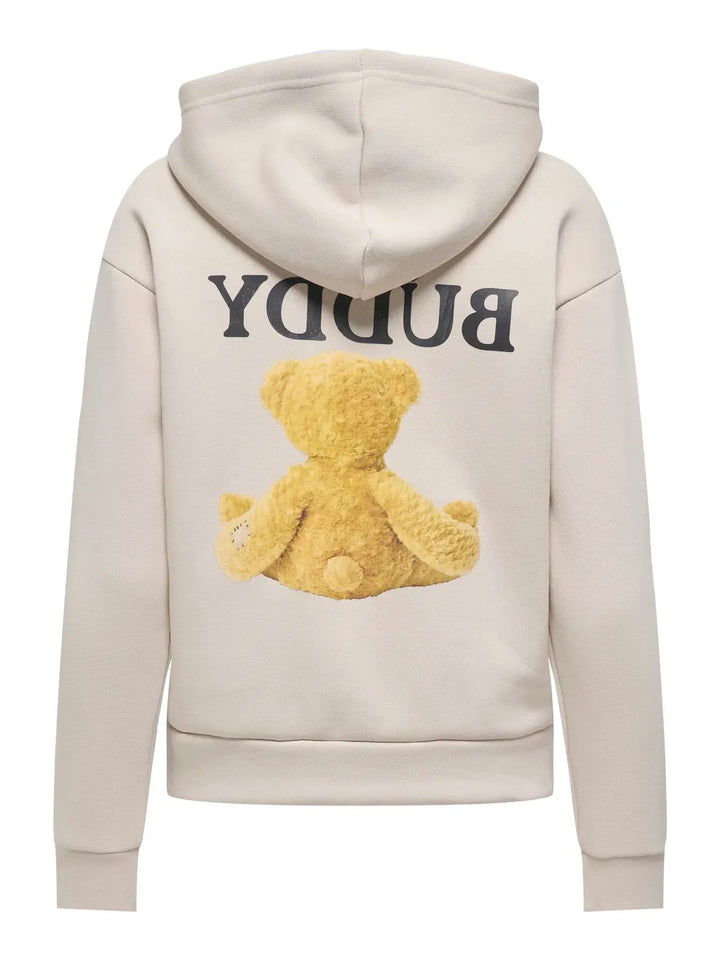 Only - Onlricky L/S Hood Box Swt - 4924854 Pumice Stone Buddy + Black Sateen Strings Sweatshirts