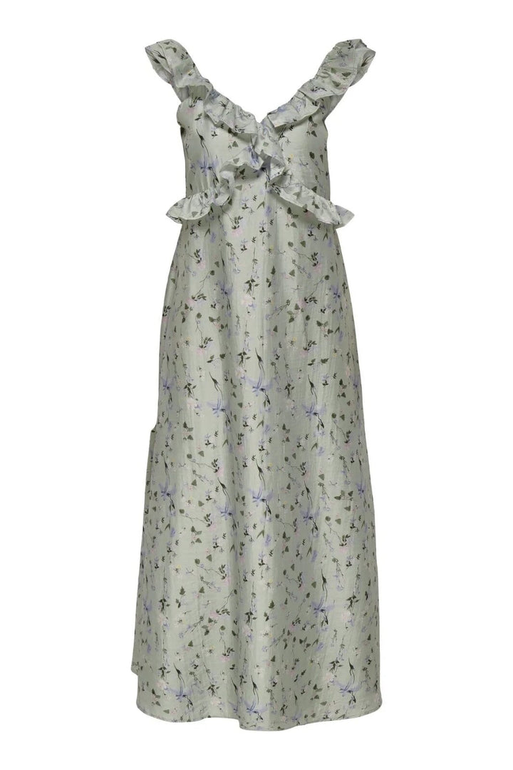 Only - Onlshyla Frill Long Dress - 4800585 Mineral Gray W Serenity Big Sum Flowers