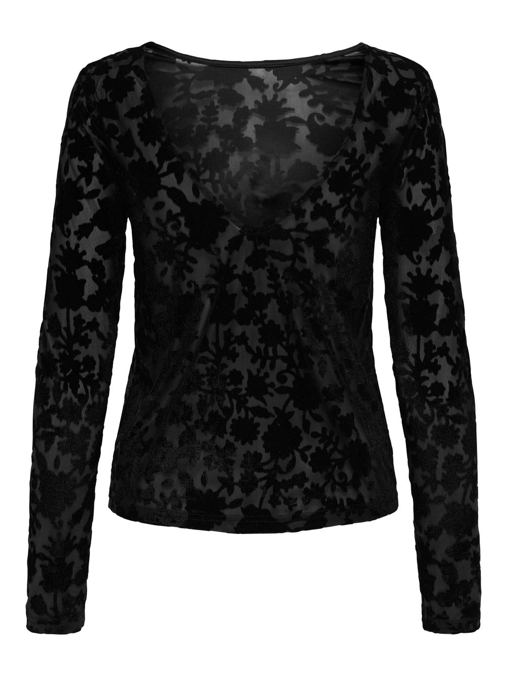 Only - Onlthea L/S Flock Top - 4929115 Black Parry Flowers (Black) Bluser