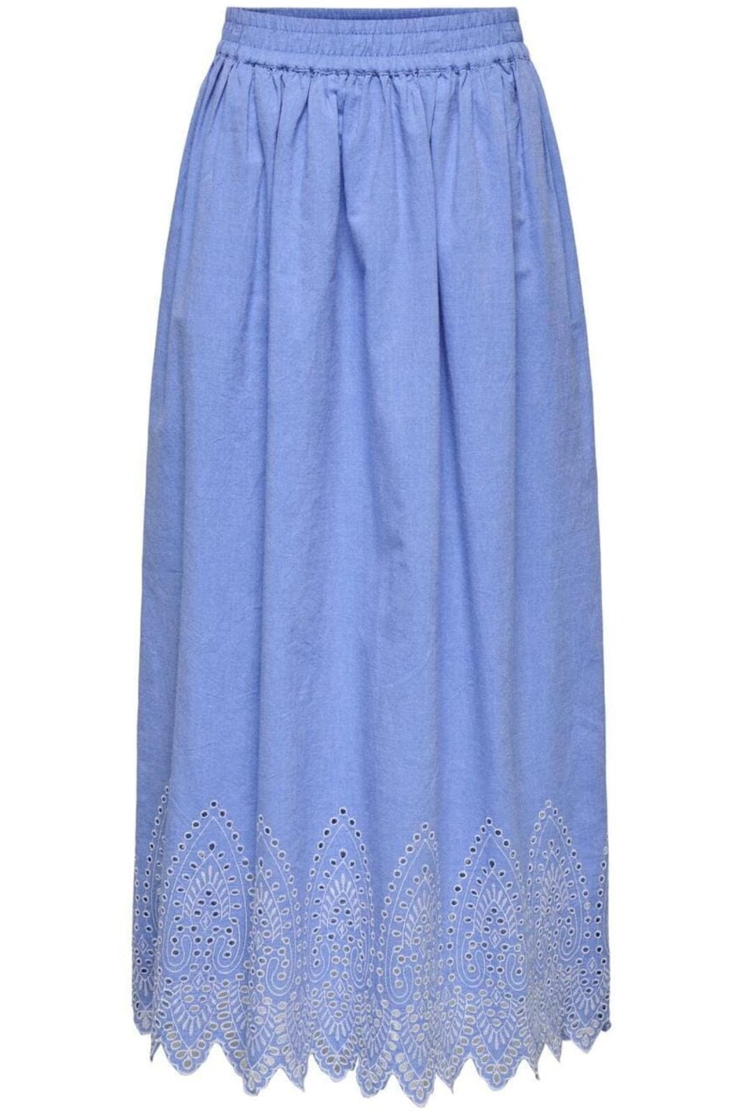 Only - Onltulum Emb Maxi Skirt - 4695533 Blue Bonnet Bright White Emb Nederdele