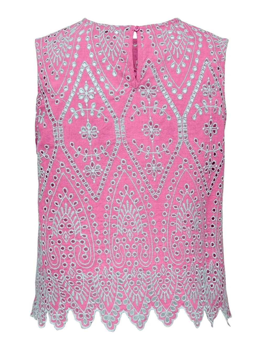 Only - Onltulum Sl Emb Top - 4764210 Fuchsia Pink Bright White Emb. Toppe