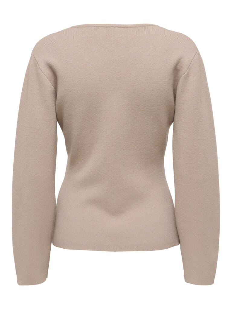 Only - Onlviola Ls Fit V-Neck Knt - 4967667 Mocha Meringue Strikbluser