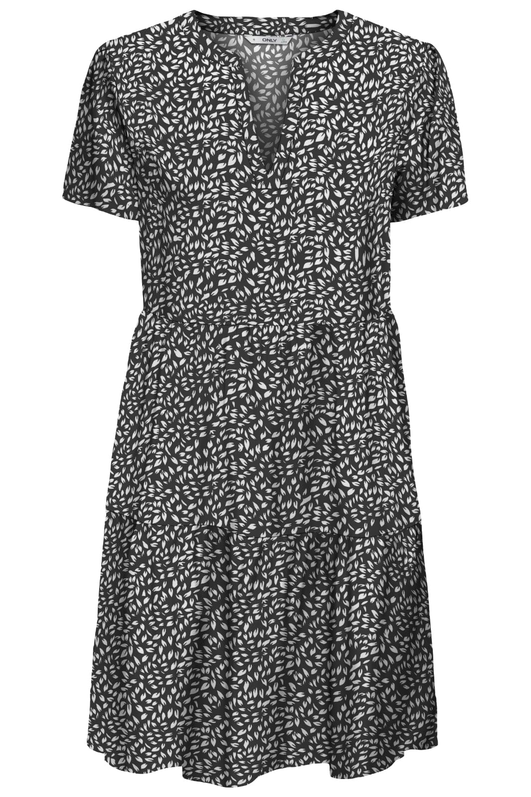 Only - Onlzally Life S/S Thea Dress 15262674 - 4802043 - Black White Leafs