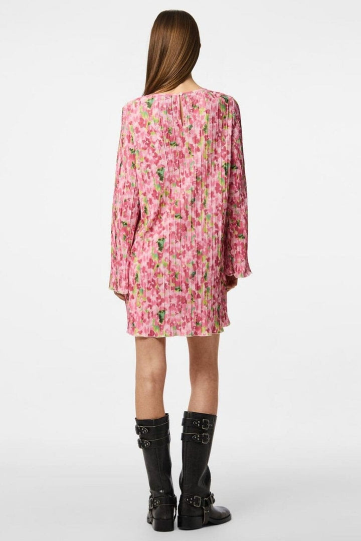 Pieces - Pcamber Ls Short Dress Kca - 4797862 Pink Cosmos Blurry Flowers