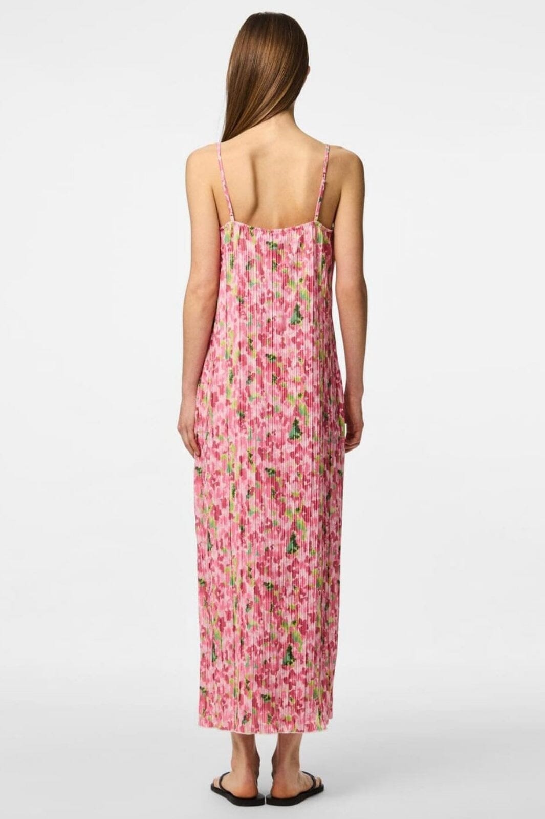 Pieces - Pcamber Sl Maxi Slip Dress Kca - 4797863 Pink Cosmos Blurry Flowers