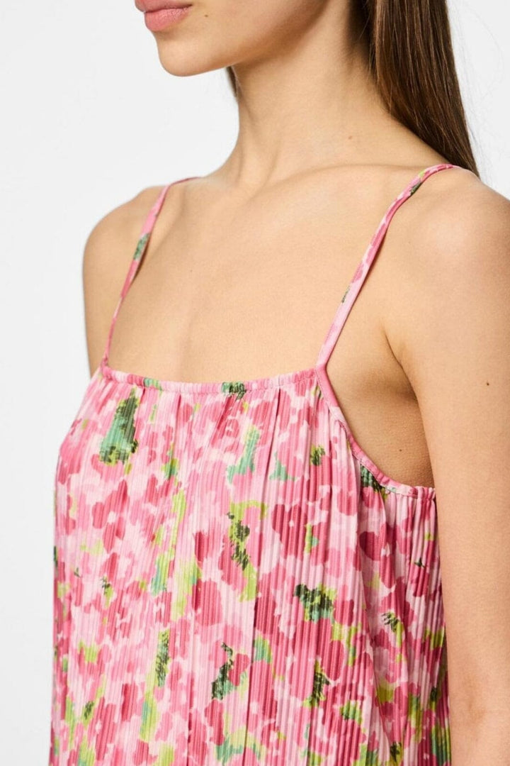 Pieces - Pcamber Sl Maxi Slip Dress Kca - 4797863 Pink Cosmos Blurry Flowers