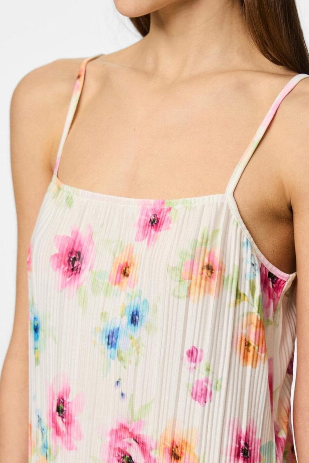 Pieces - Pcamber Sl Maxi Slip Dress Kca - 4842940 Bright White Blurry Flowers
