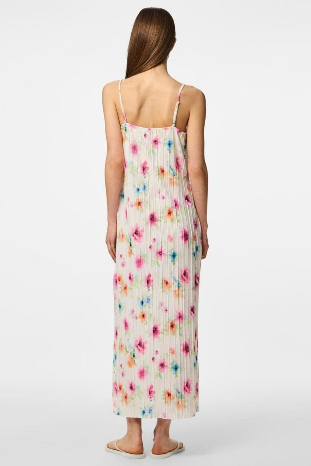Pieces - Pcamber Sl Maxi Slip Dress Kca - 4842940 Bright White Blurry Flowers