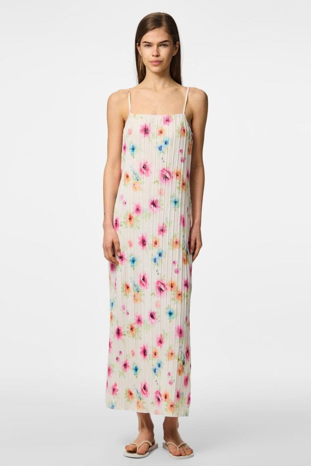 Pieces - Pcamber Sl Maxi Slip Dress Kca - 4842940 Bright White Blurry Flowers
