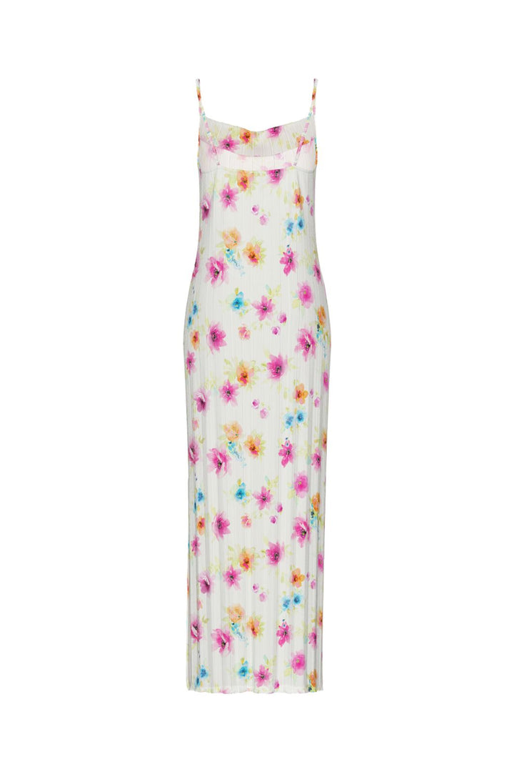 Pieces - Pcamber Sl Maxi Slip Dress Kca - 4842940 Bright White Blurry Flowers