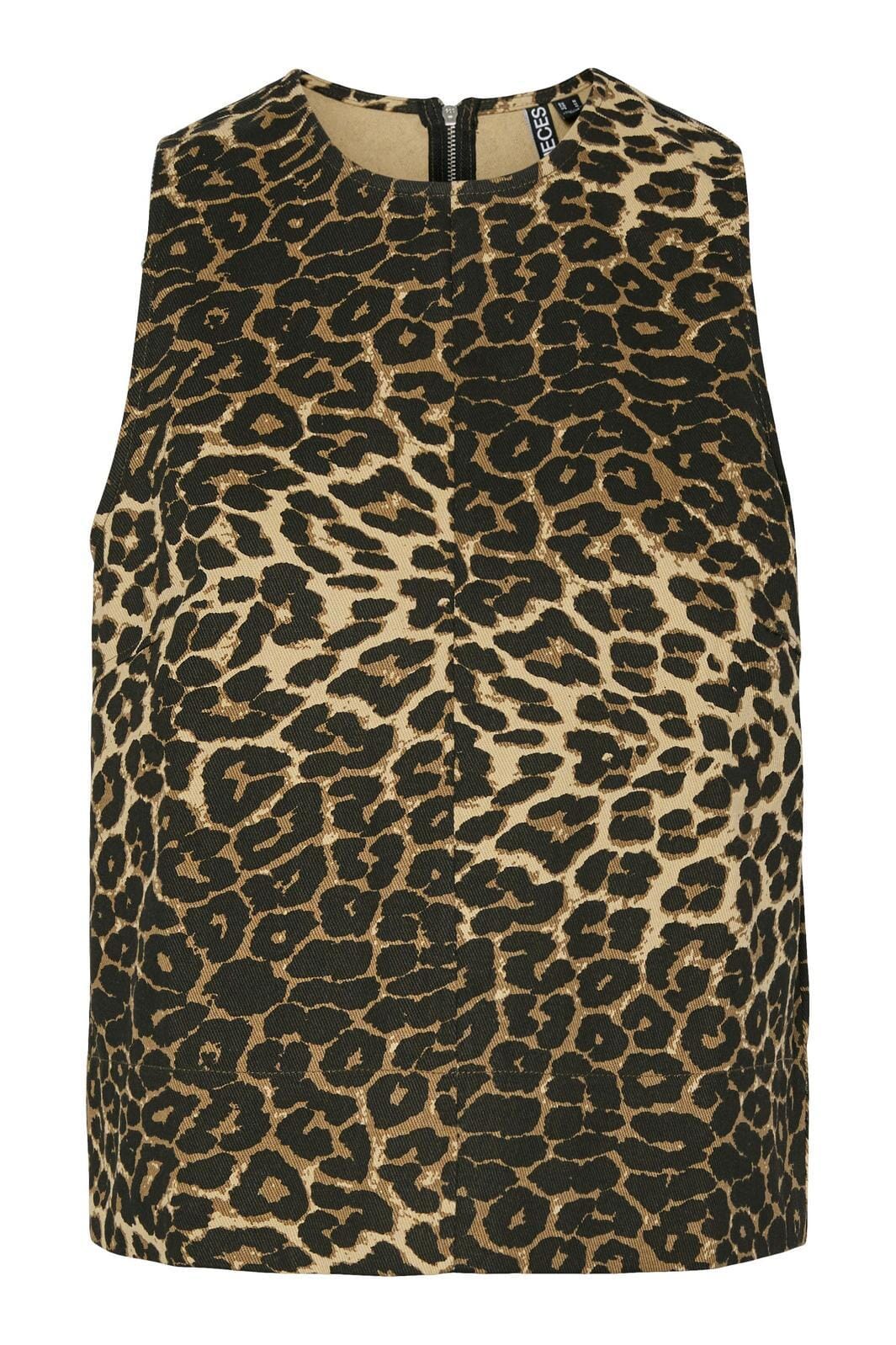 Pieces - Pcasta Sl Denim Top - 4763689 Black Leo Denim Toppe