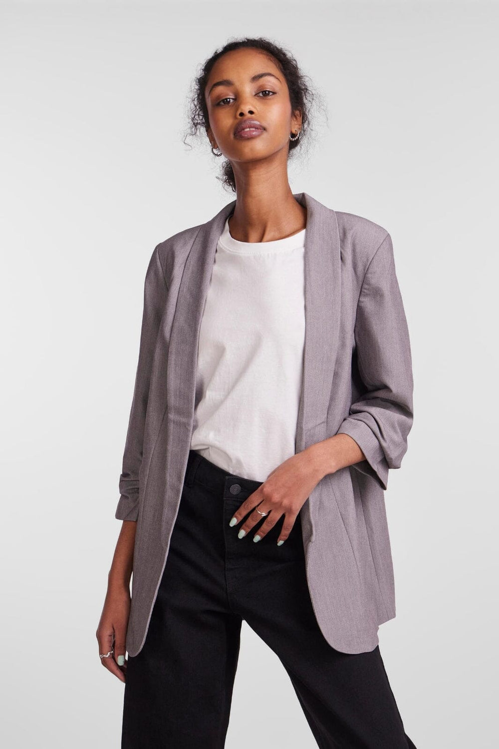 Pieces - Pcboss 3/4 Blazer - 3423753 Light Grey Melange Blazere