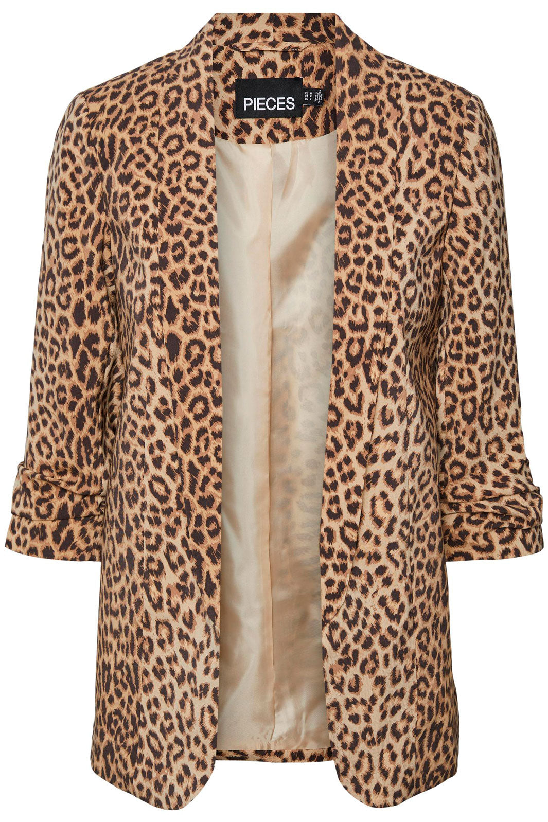Pieces - PcBoss 3/4 Printed Blazer - Natural AOP Leo Blazere